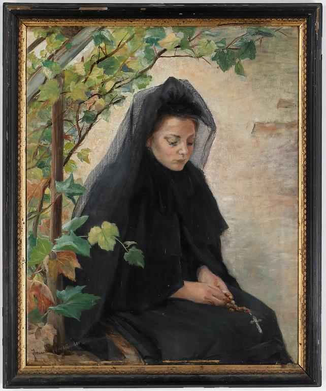 OKÄND KONSTNÄR, olja på duk, otydligt signerad, daterad 18(93).