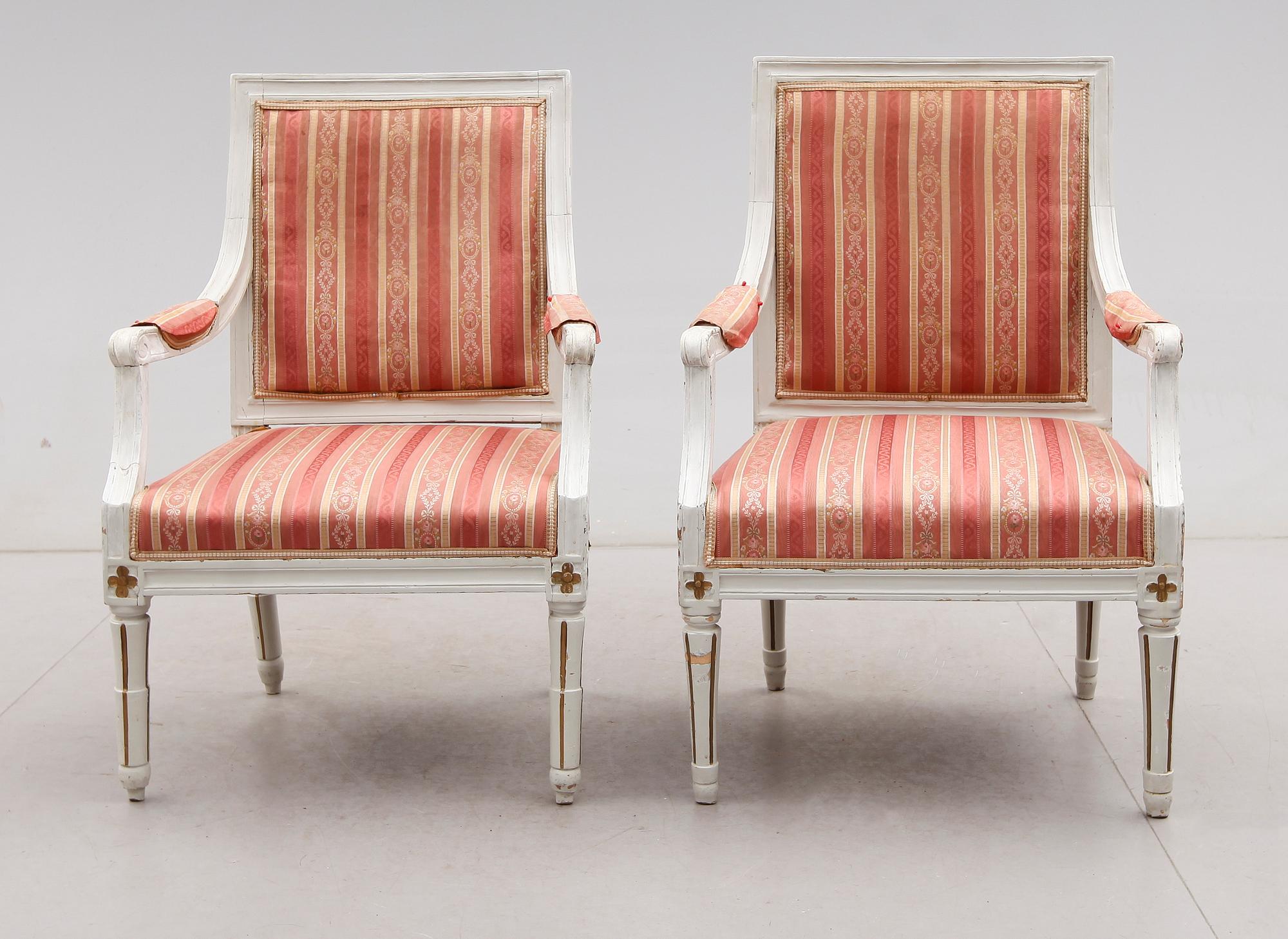 KARMSTOLAR, 1 par, gustavianska, 1700-talets slut.