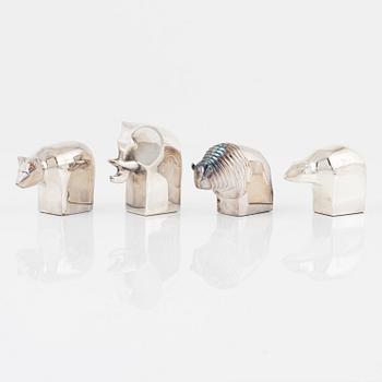 Gunnar Cyrén, figurines, 4 pcs, silver-plated zinc, Dansk Designs, Japan.