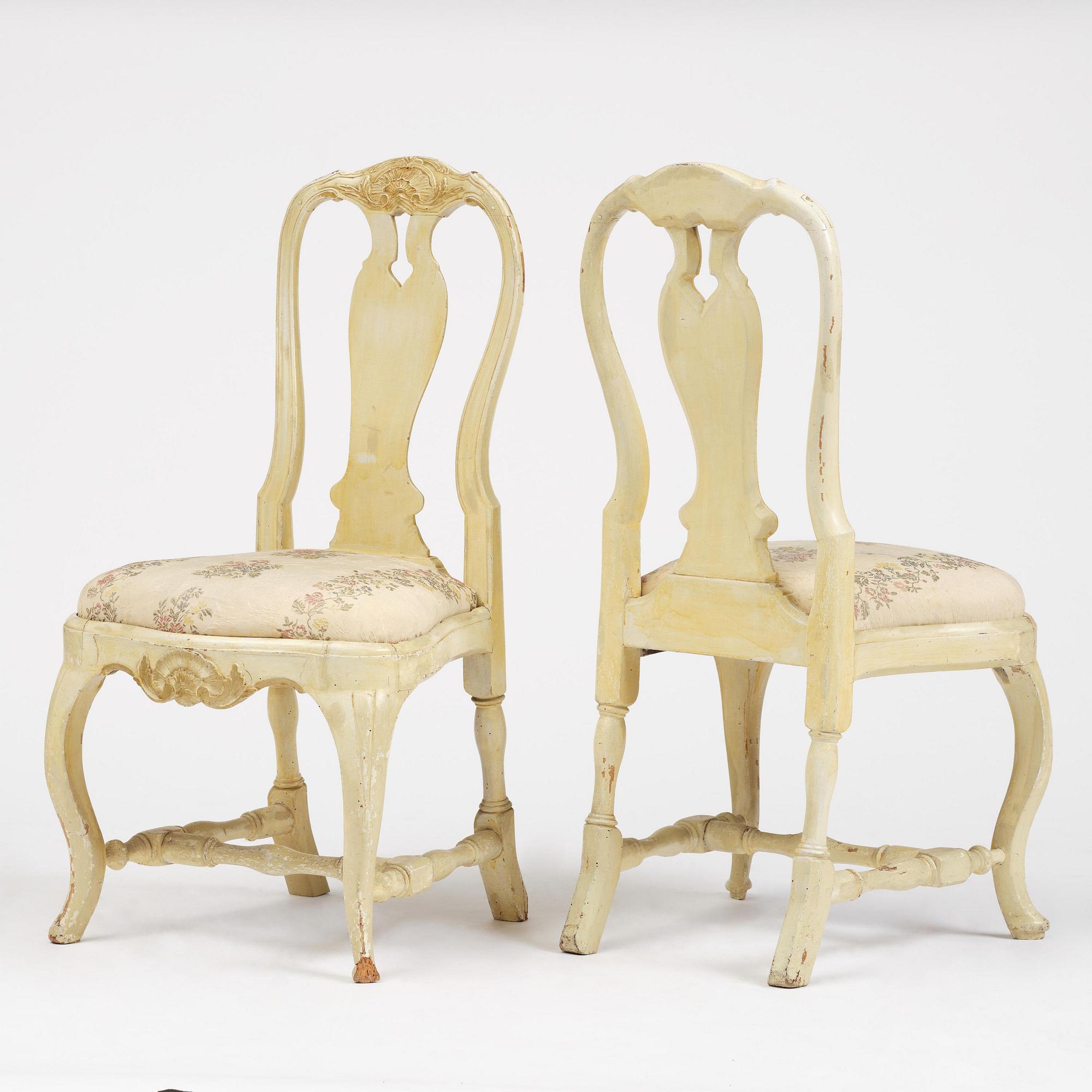 A set of four rococo chairs attributed to J. E. Höglander (master  in Stockholm 1777-1813).