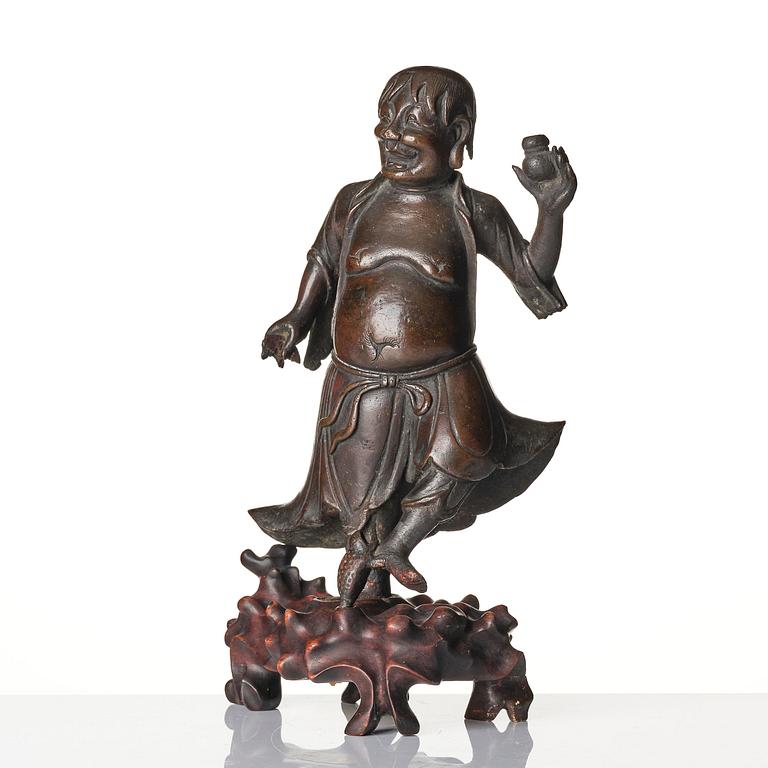 A bronze sculpture of Liu Hai, Qing dynasty, 19th century.