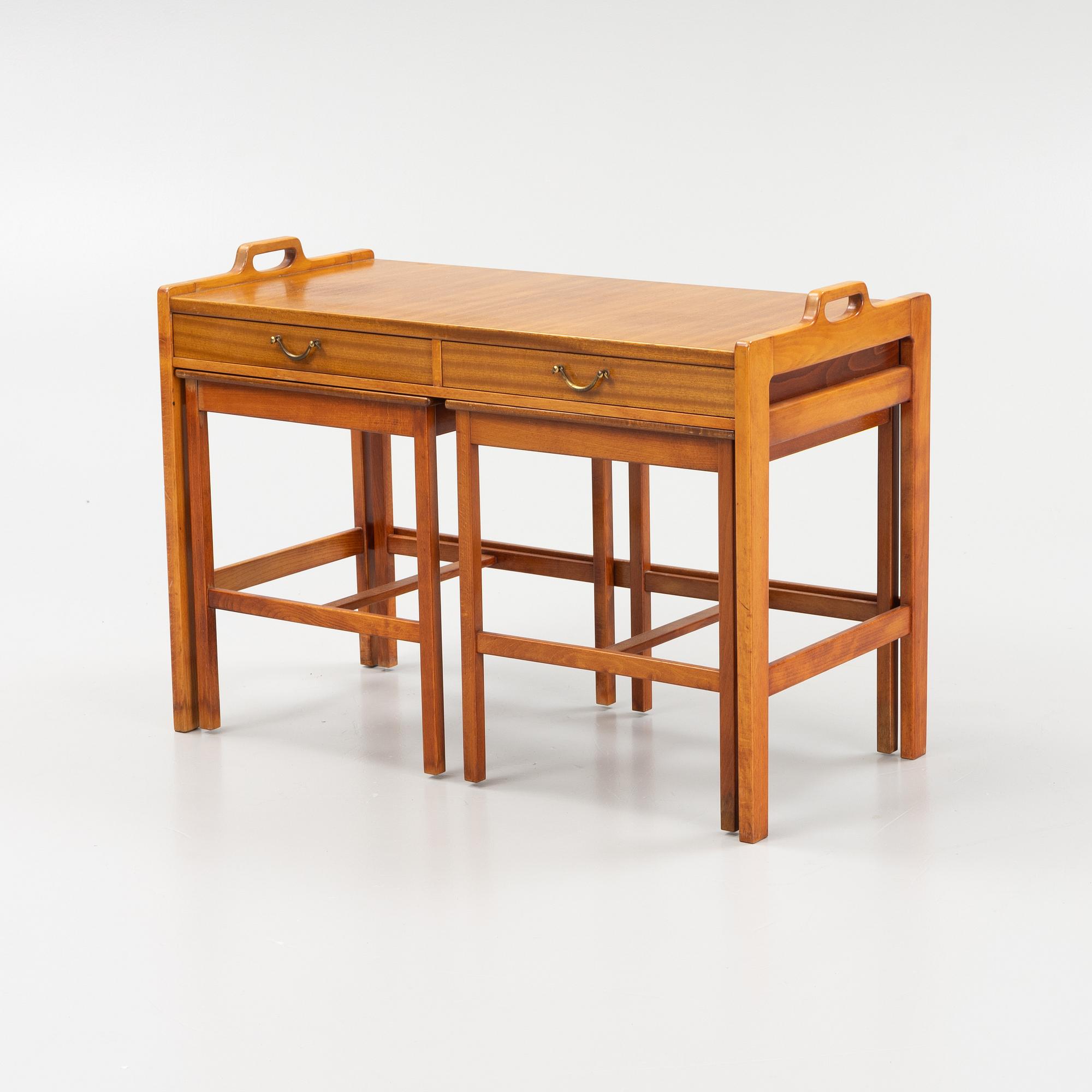 Gunnar Myrstrand & Sven Engström, a nesting table from the 'Ideal' series, AB Skaraborgs Möbelindutri, Sweden, 1950's.