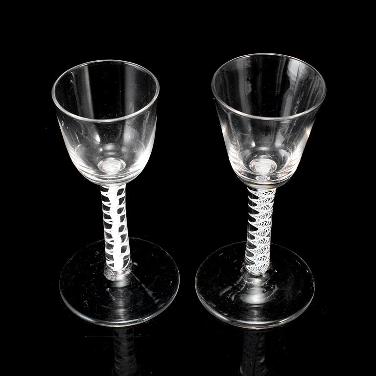 Two 18th century wine glasses.