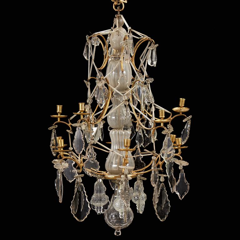 A Swedish Rococo 18th century twelve-light chandelier.