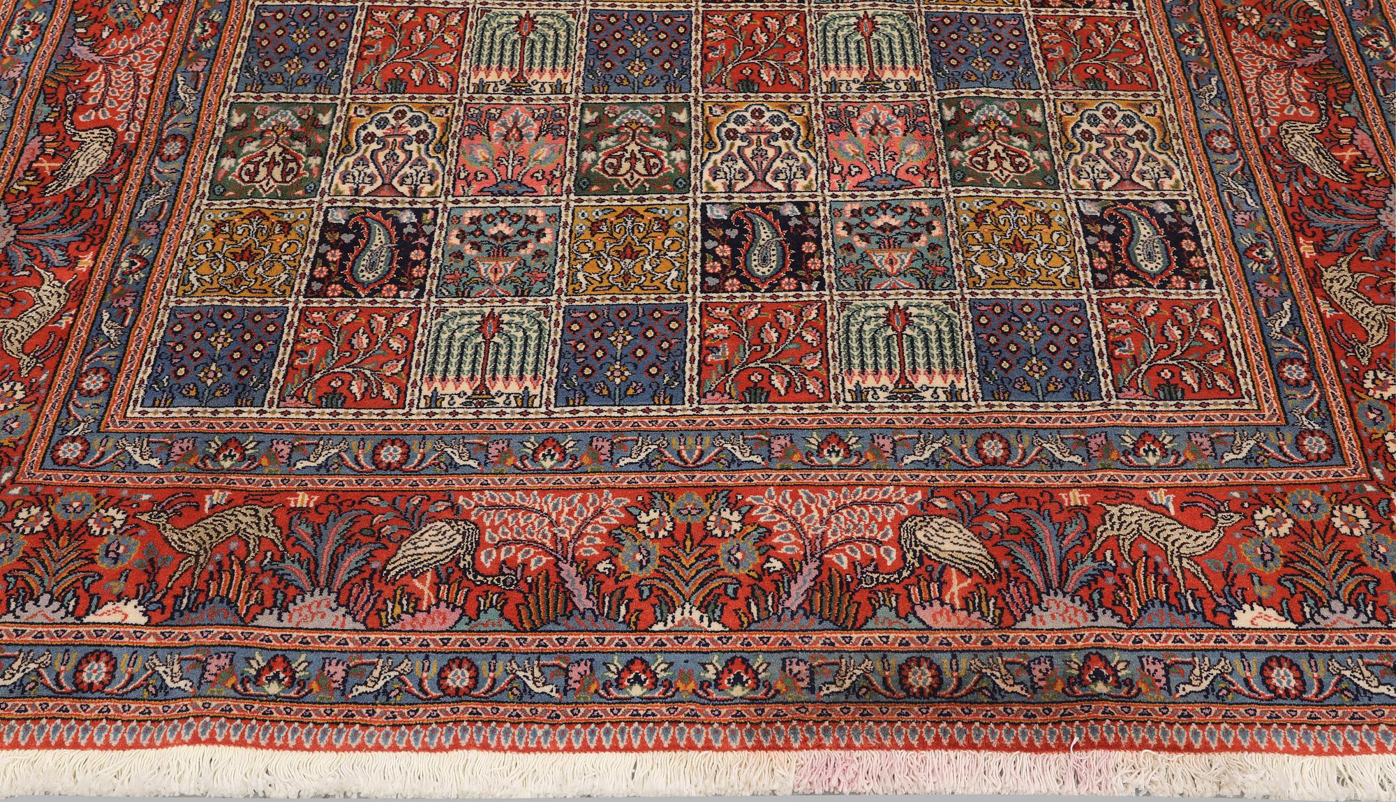 A Moud part silk carpet, 298 x 199 cm.
