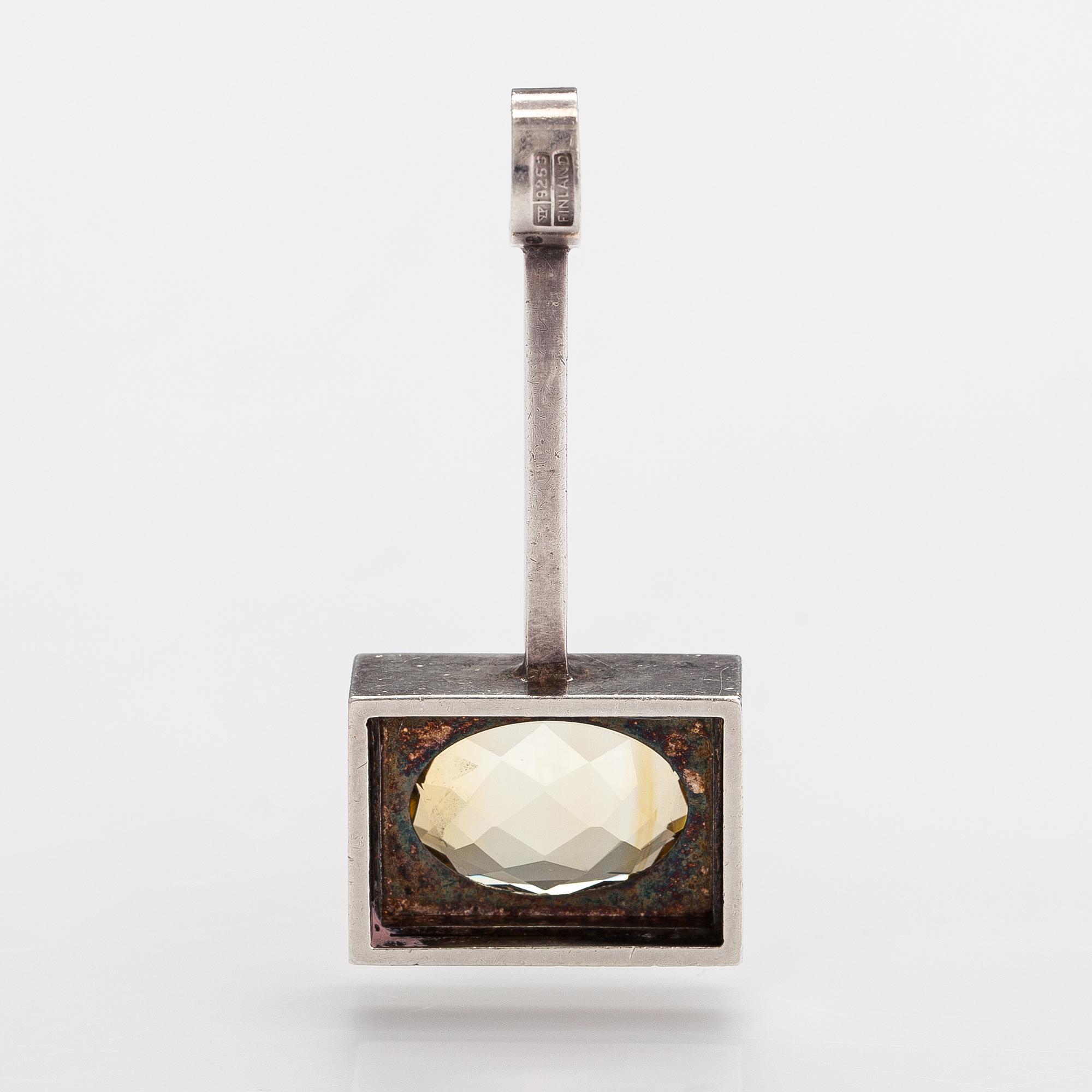 Elis Kauppi, A sterling silver and citrine pendant. Kupittaan kulta, Turku.