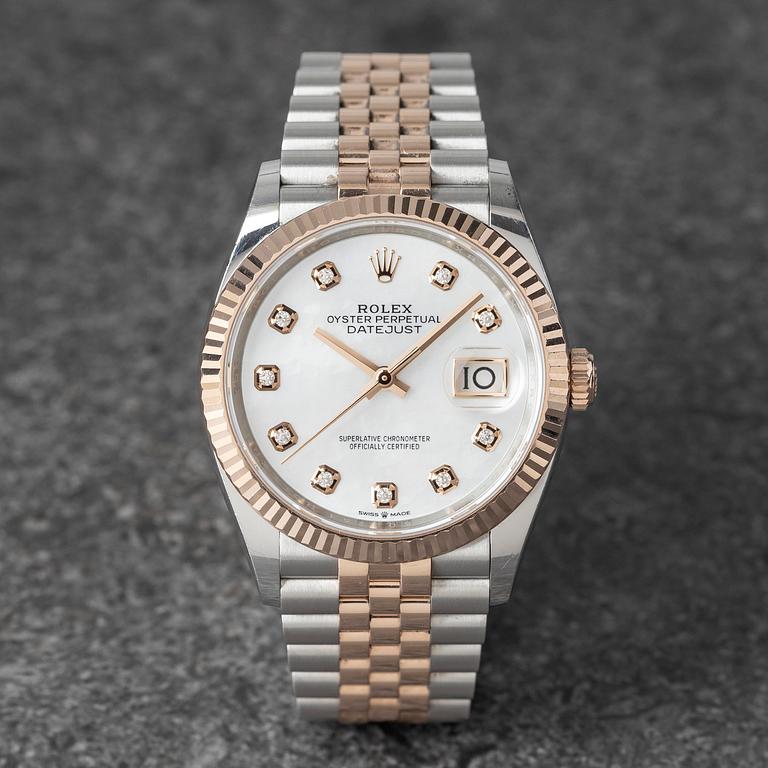 Rolex, Datejust 36, "Mother of pearl diamond dial", ca 2023.