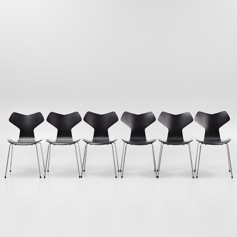 Arne Jacobsen, six "Grand Prix" chairs, Fritz Hansen, Denmark, 2014-2016.