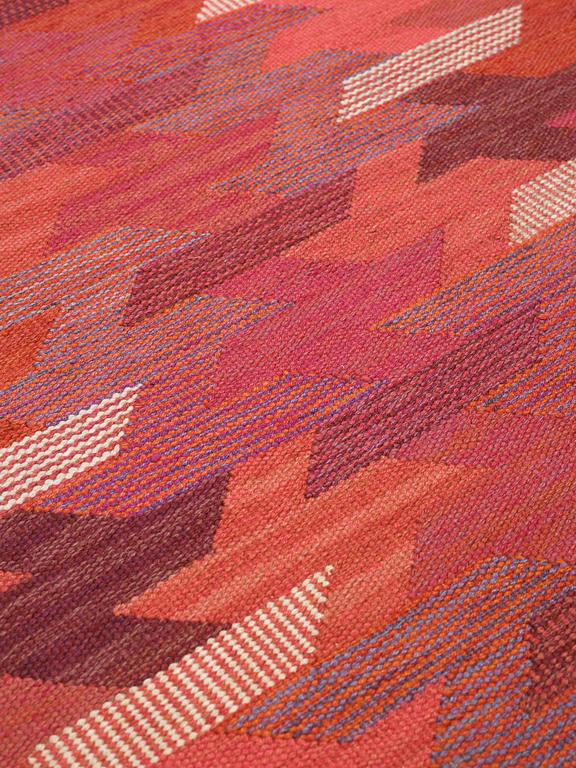 Barbro Nilsson, A CARPET, "Rödarp", flat weave, ca 247 x 190,5 cm, signed AB MMF BN.