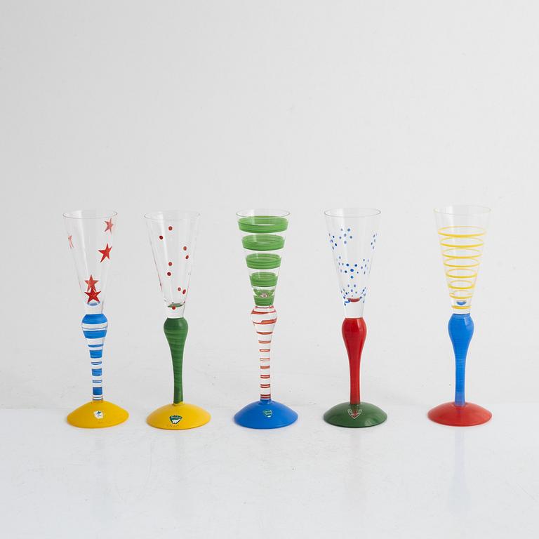 Anne Nilsson, a set of twelve 'Clown' schnapps glasses, Orrefors.