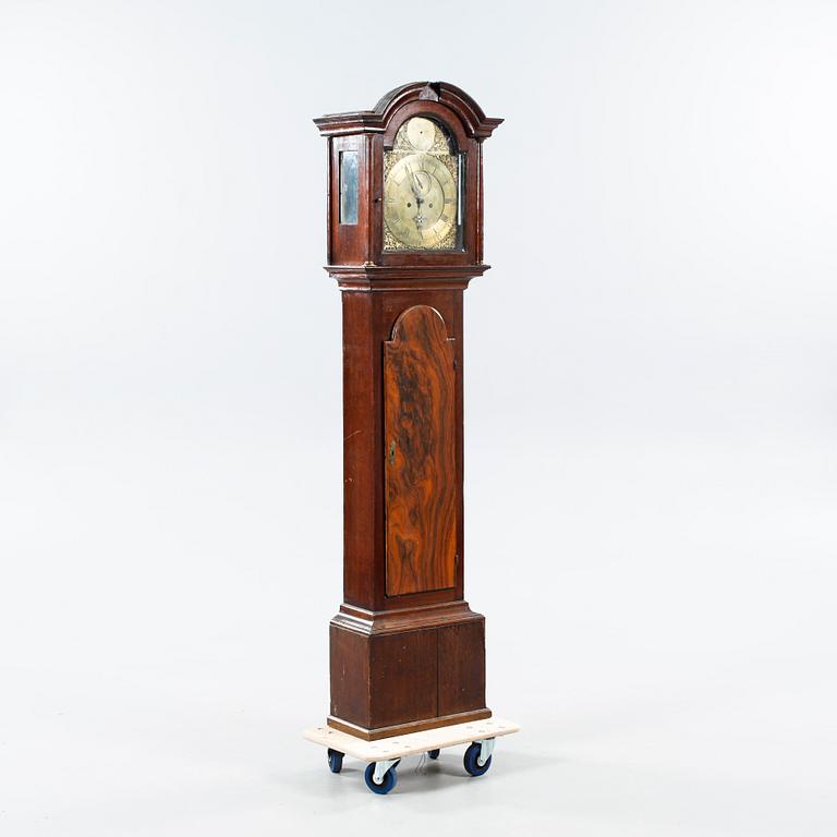 A grandfather clock, clockface marked Jamed Low, Arbroath, 19th century.