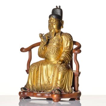 A large well cast figure of Guandi, Ming dynasty (1368-1644).