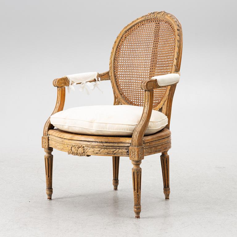 A Louis XVI-style armchair, 19th century.
