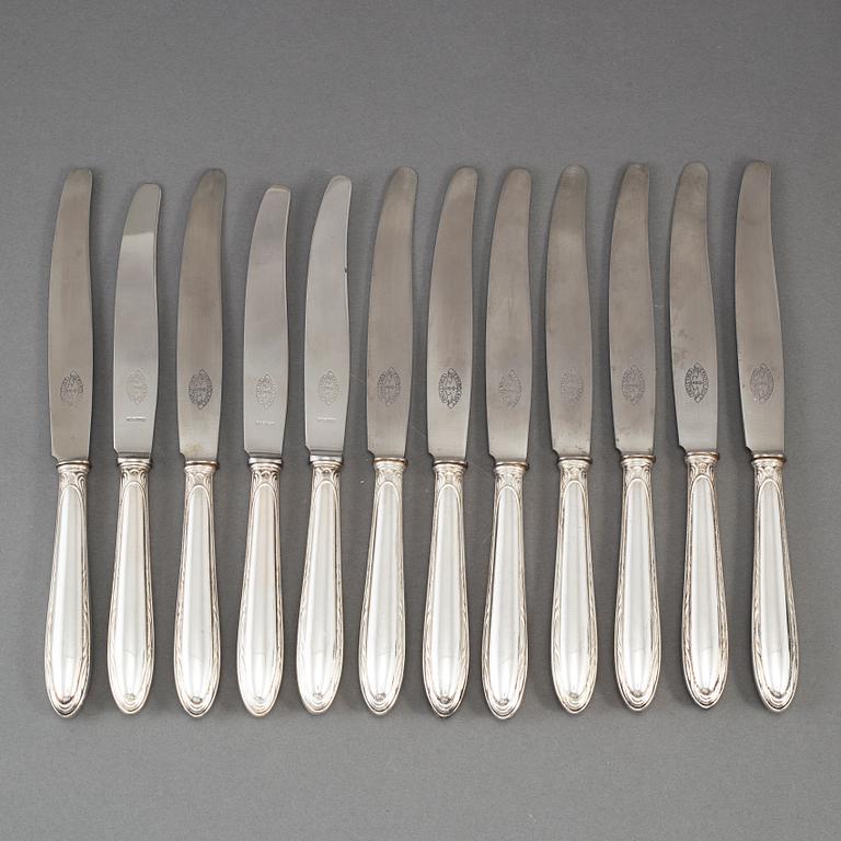 12 silver knives, 'Munvig', K Andersson, Stockholm 1920s.