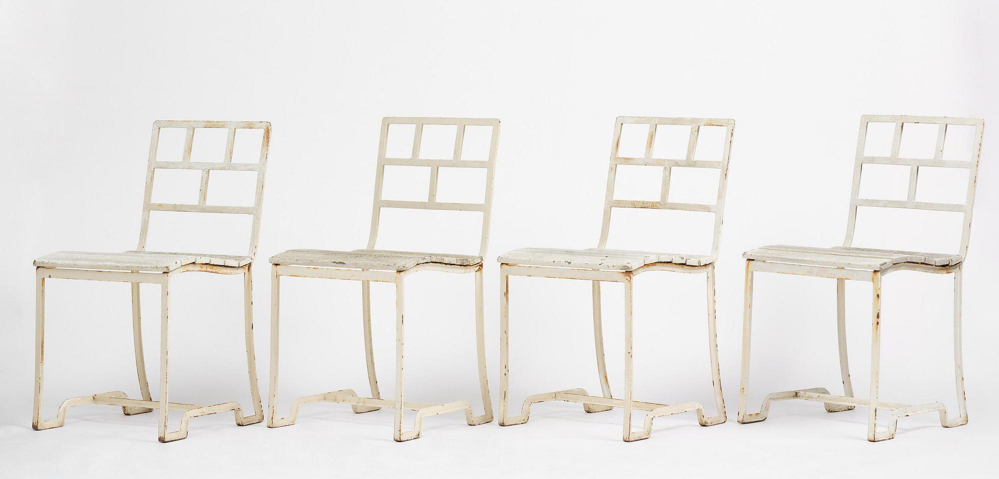 Carl Hörvik, a garden furniture set, a table and four chairs, possibly produced by Thulins vagnfabrik, Skillingaryd, Sweden.