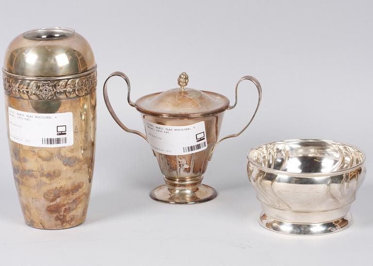 PARTI NYSILVER och GLAS, 6 delar, 1900-tal.