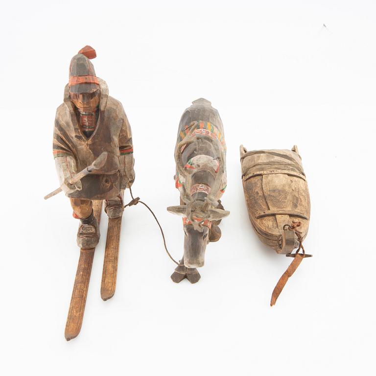 Sami, wood, 3 parts, indistinctly signed M Lenius?.