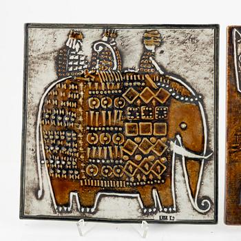Lisa Larson, wall reliefs, 3 pcs, stoneware, Gustavsberg.