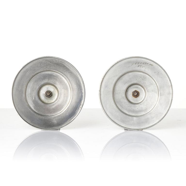 Erik Fleming, a pair of pewter candlesticks, Norrahammars Tenn, 1930.