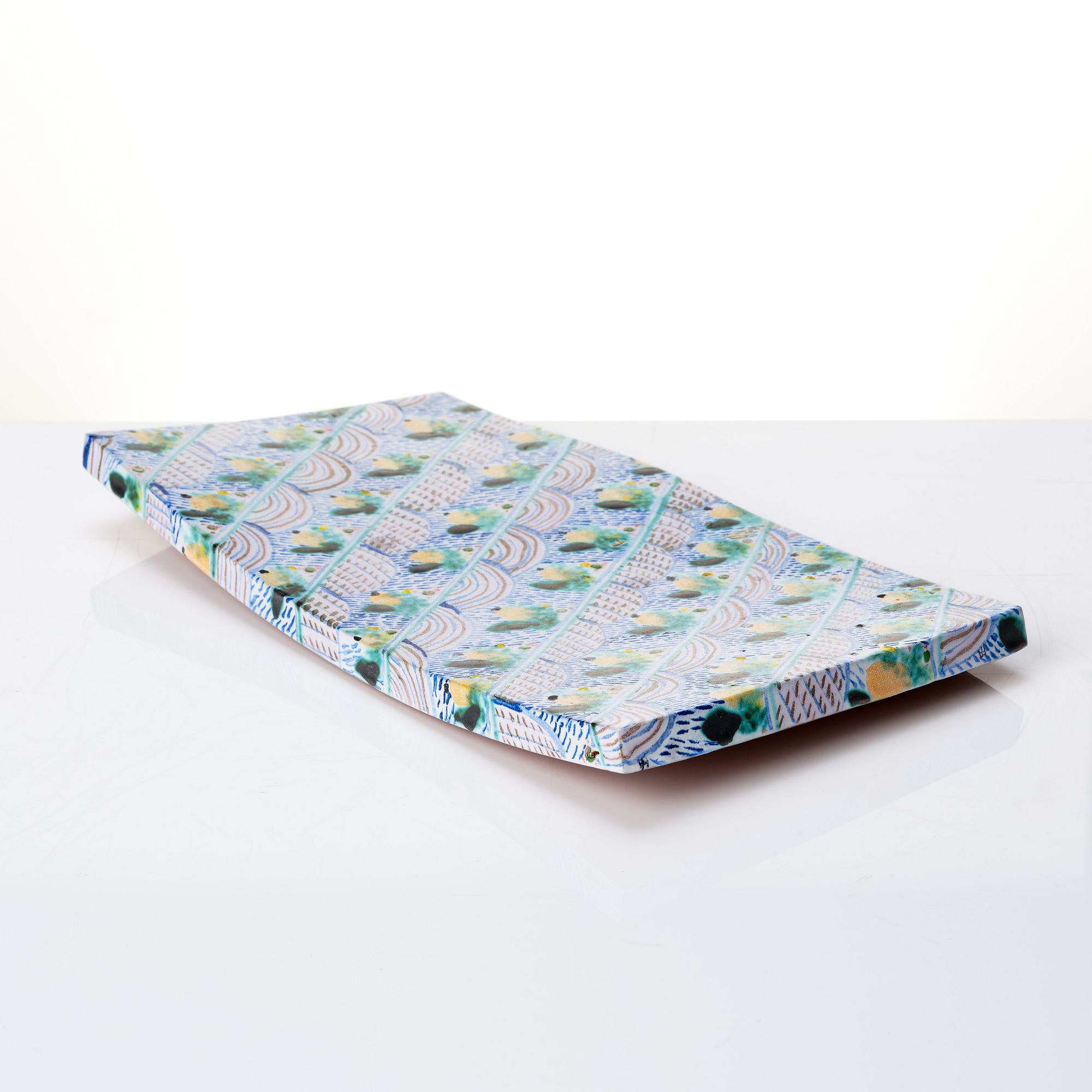 Oiva Toikka, & Kennet Williamson, a glazed ceramic tray with two cups, 1998.