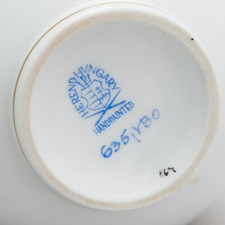 A Herend Queen Victoria VBO porcelain coffee set and two trinket boxes, totally 19 pieces, Hungary.