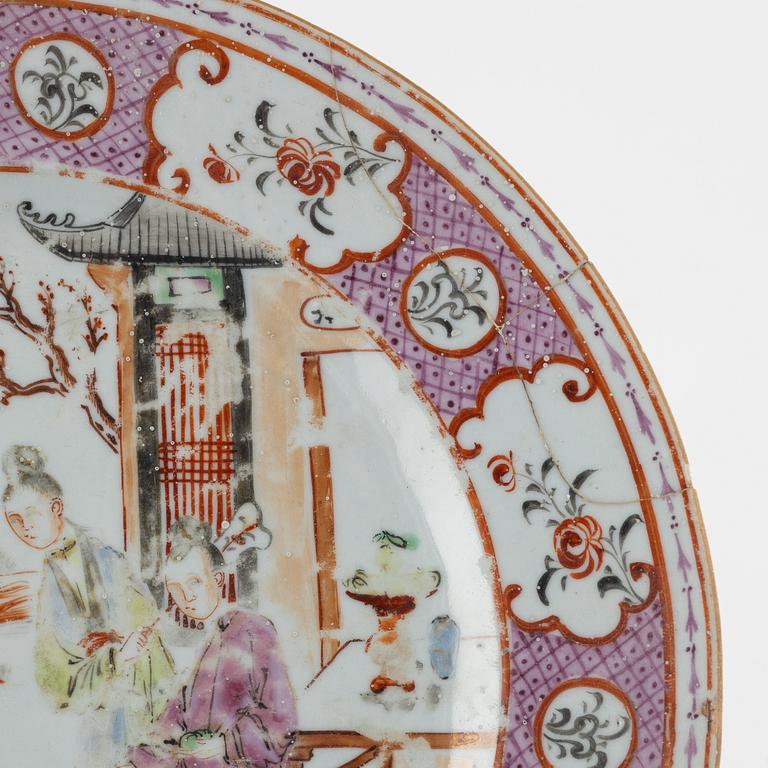 Tallrikar, 6 st, porsin, Kina, 1700-1800-tal.