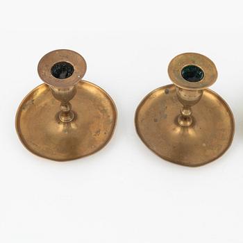 Four bronze candlesticks, a pair of which Skultuna model N 60, 18th-19th Century.