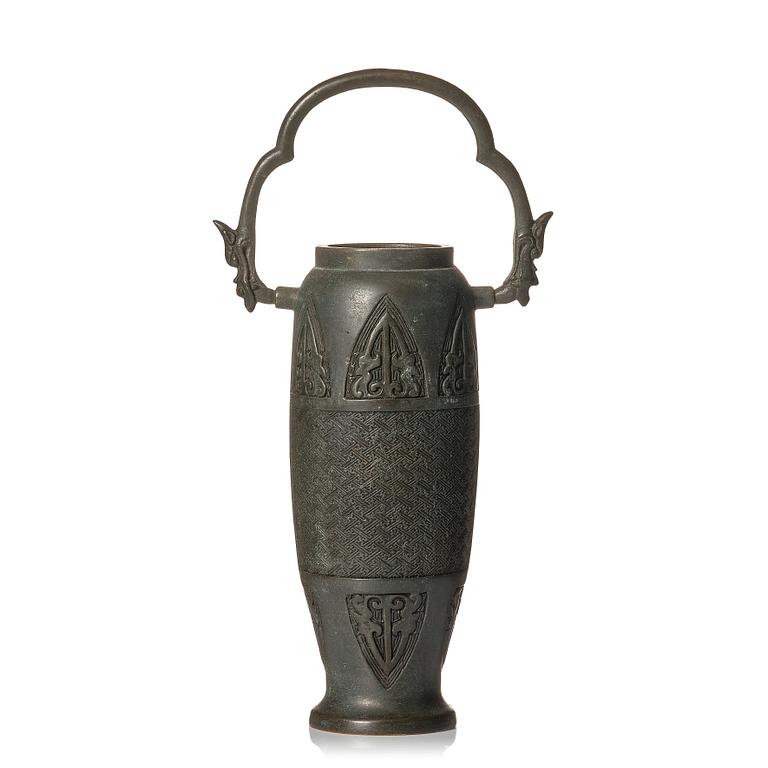 A bronze vase, late Qing dynasty with archaistic mark.