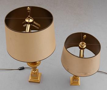 BORDSLAMPOR, 2 st, mässing, 1900-/2000-tal.