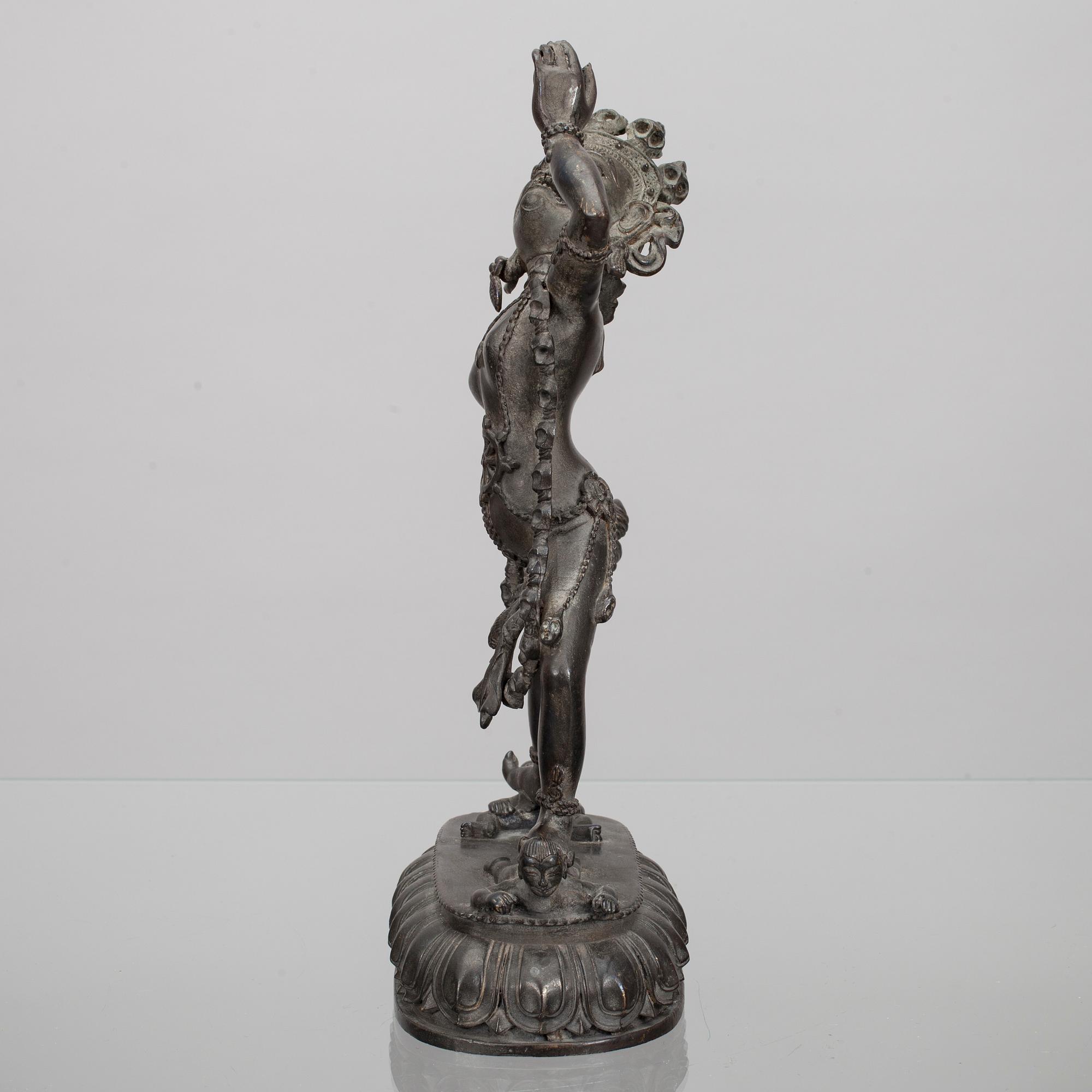 SKULPTUR, patinerad mässing, Tibet 1900-talets senare hälft.