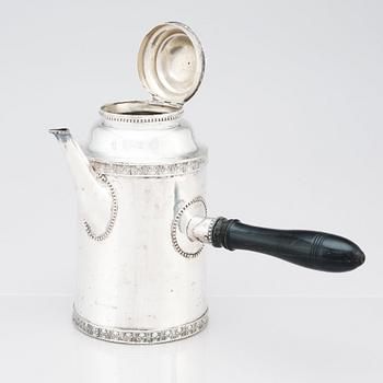 Samuel Lyberg, kaffekanna, silver, Borås 1779-1834. Gustaviansk.