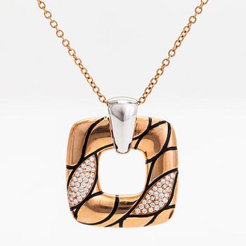 Halsband/hänge, 18K roséguld/vitguld, diamanter totalt ca 0.62 ct. Italien.