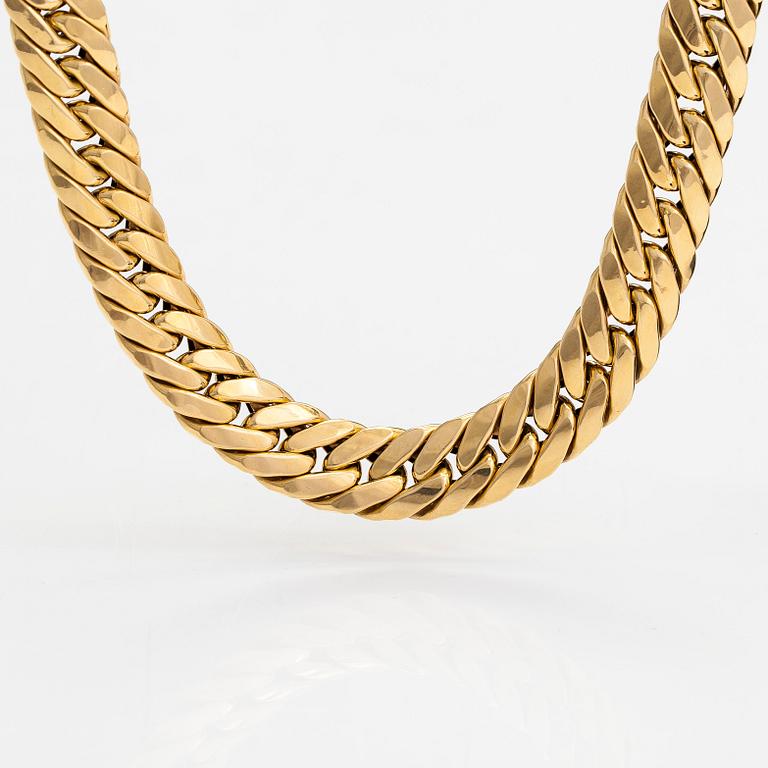 Halsband, pansarlänk, 18K guld, Italien.