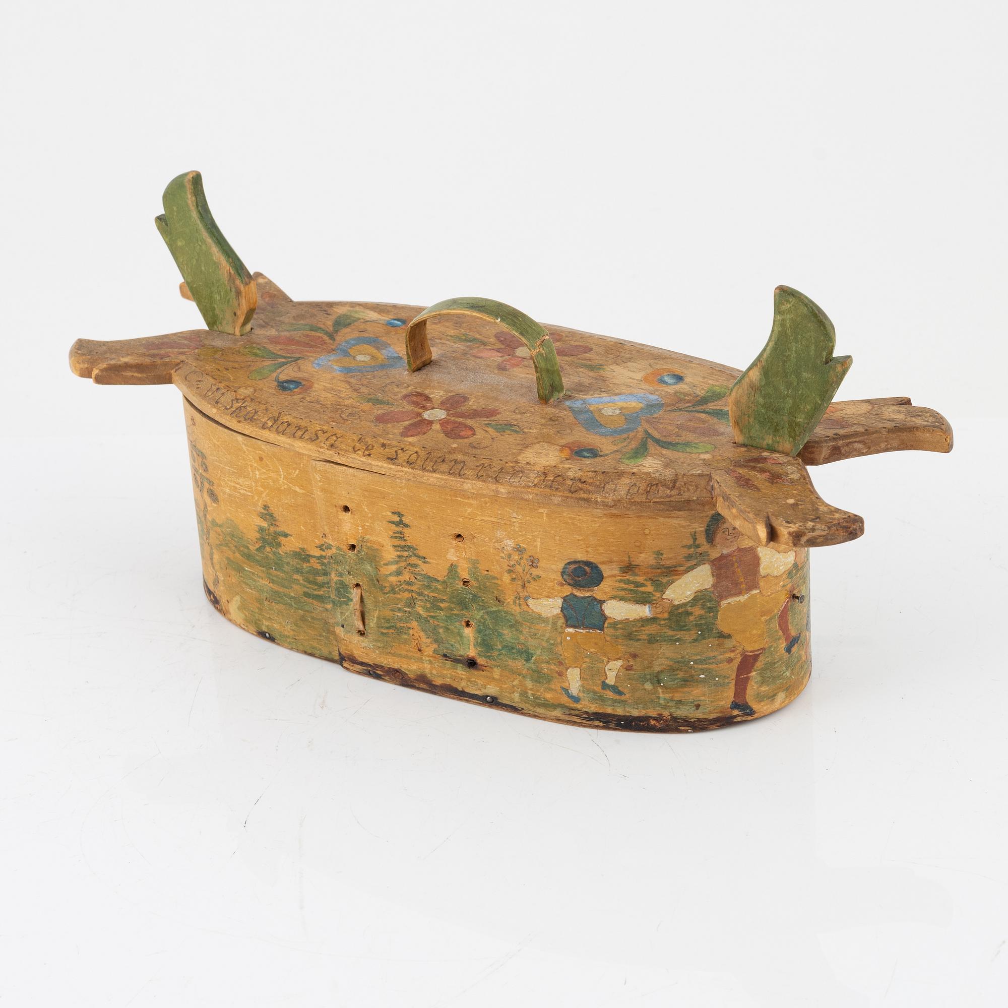 A Swedish painted box with cover, early 20th Century.