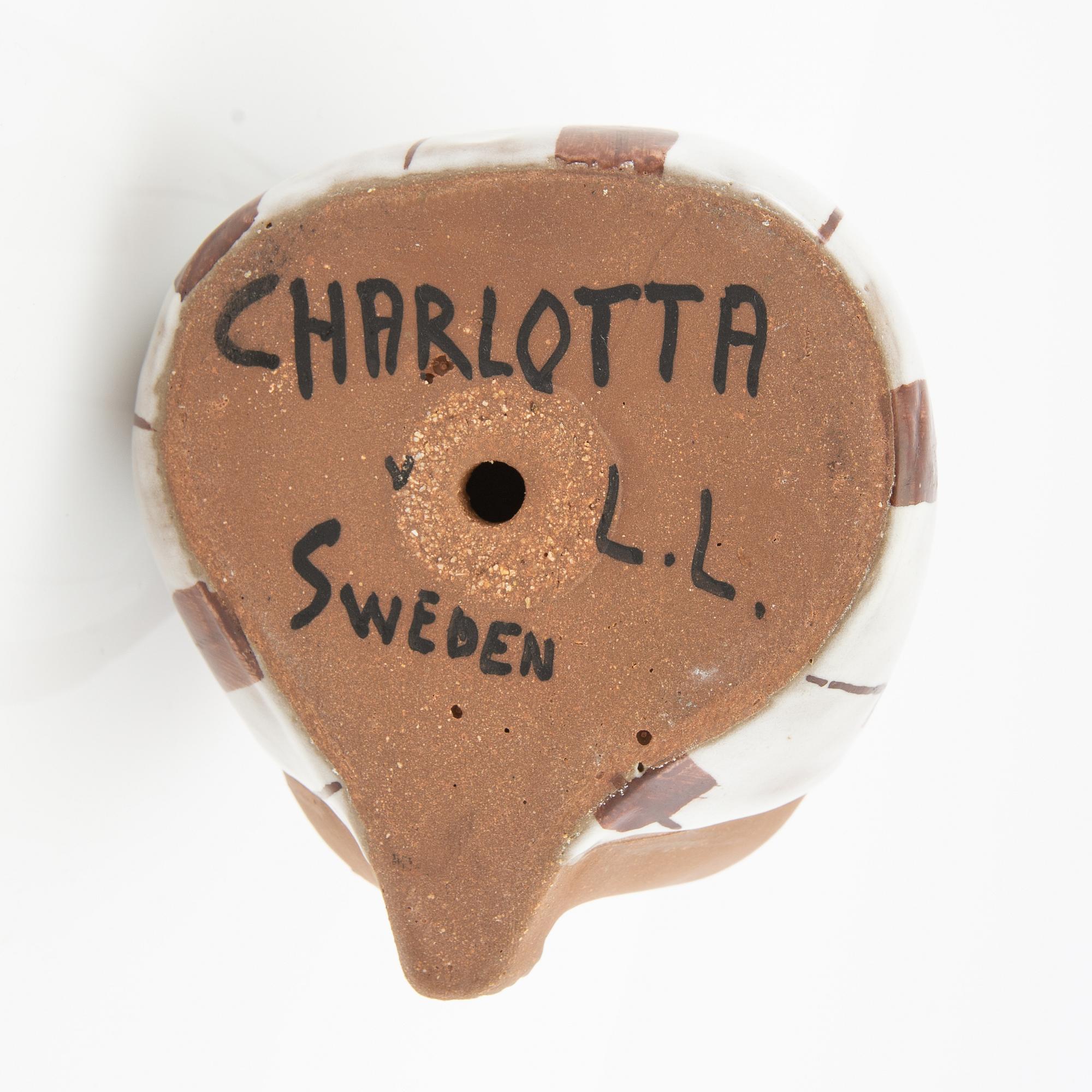 Lisa Larson, figurin, "Charlotta" ur serien "ABC-flickorna" Gustavsberg glaserat stengods.