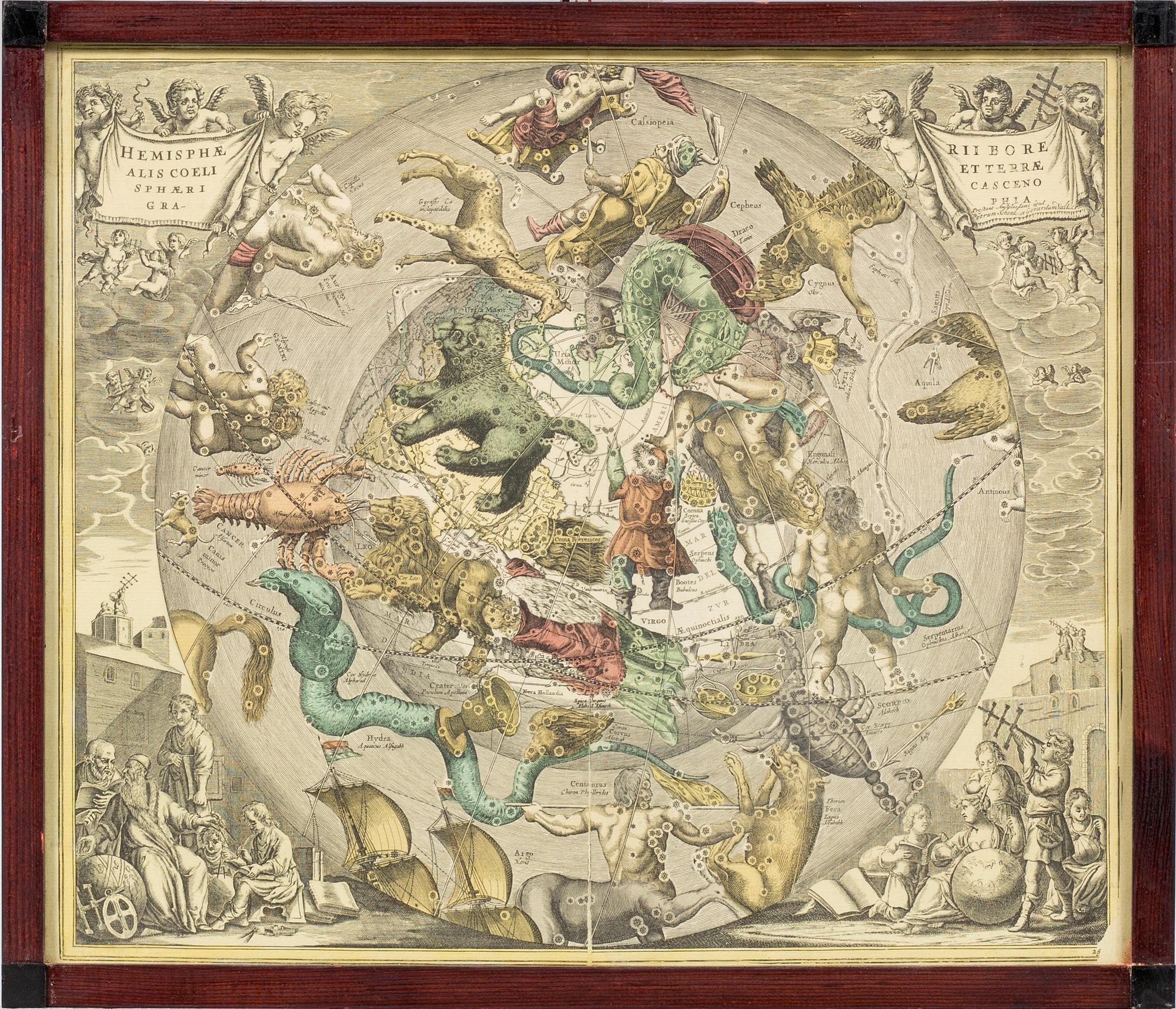 Four maps after Andeas Cellarius "Harmonia Macrocosmica", second half of the 20th century.