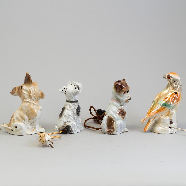 OZONLAMPOR, fyra stycken, porslin. Danmark, omkring 1900-talets mitt.