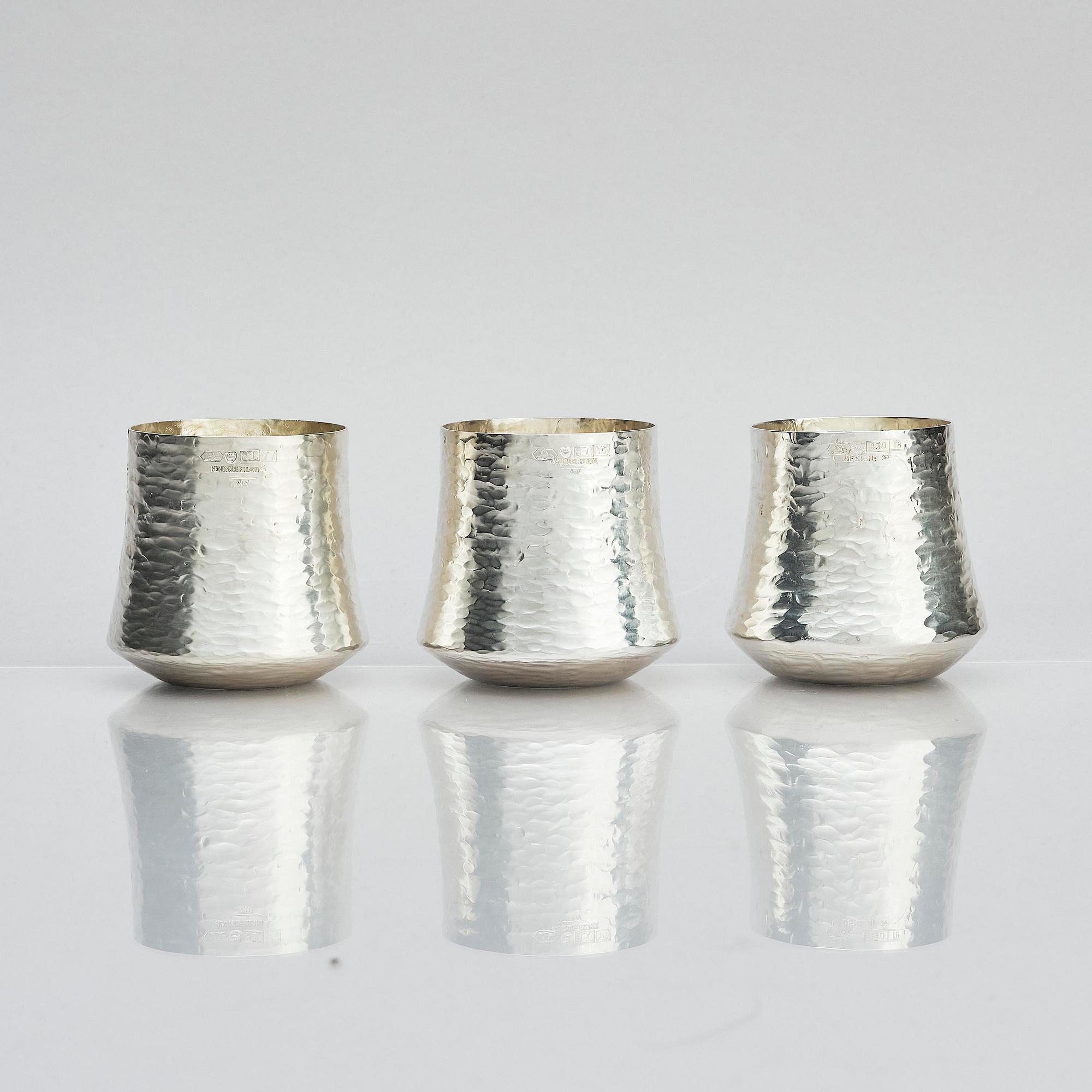 Tapio Wirkkala, a silver pitcher with six beakers, Kultakeskus, Tavastehus Finland 1970-80's.