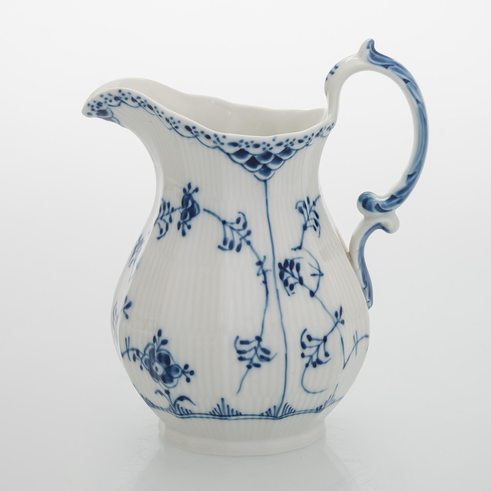 A 'Blue Fluted Half Lace' / 'Musselmalet' pitcher, Royal Copenhagen, model 646, 1965.