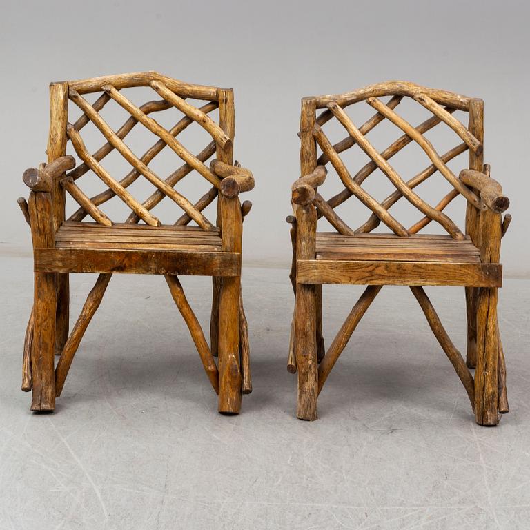 A garden sofa, table, bench and a pair of chairs, first half of the 20th century.