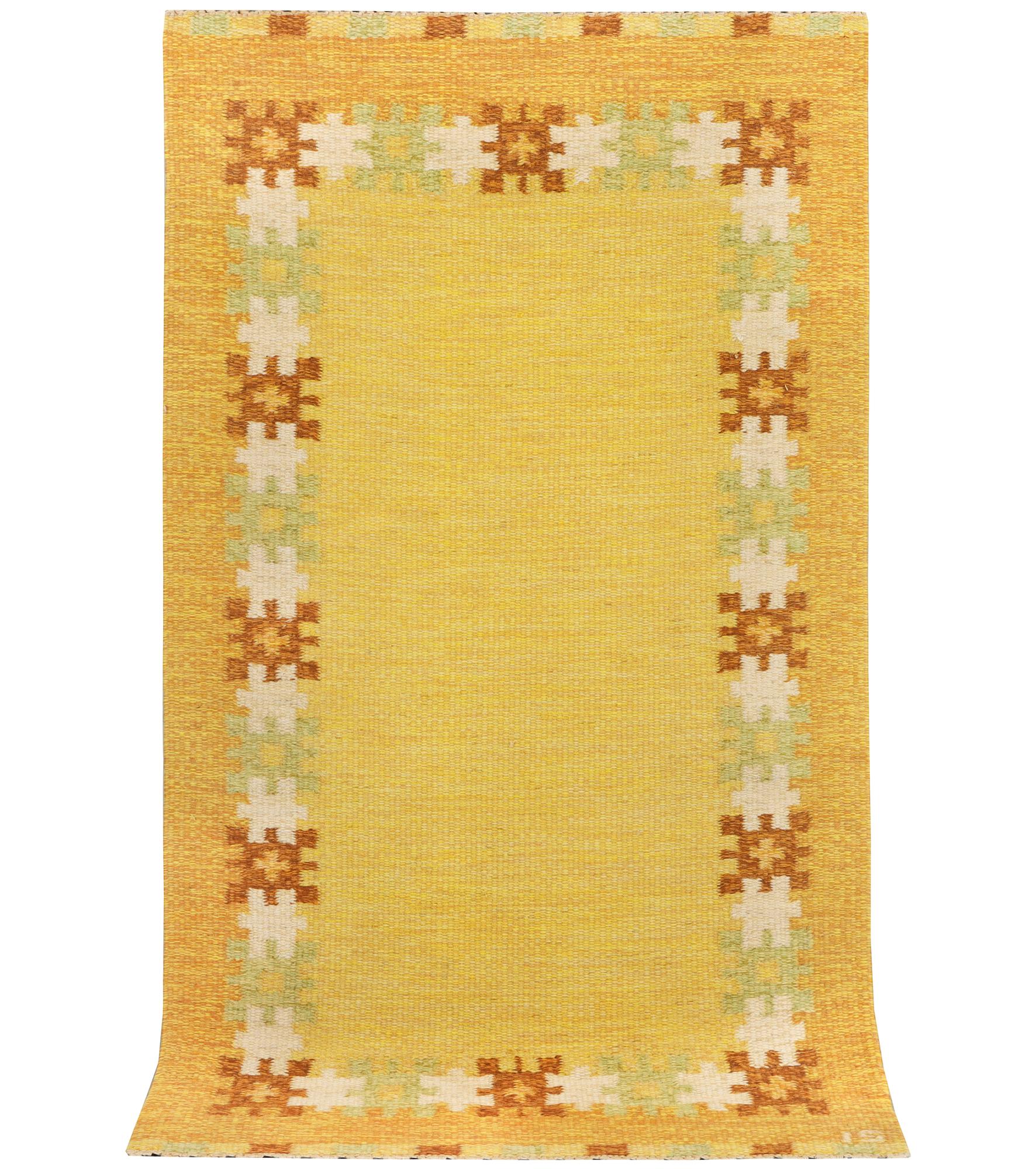 Ingegerd Silow, a flat weave carpet, signed IS, c. 161 x 83 cm.