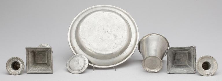 PARTI TENN, 5 delar, bla  Niclas Justelius, Eksjö, 1812.