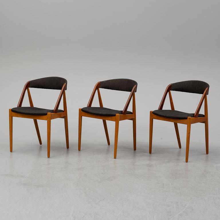 A set of three 1950's-60's chairs by Kai Kristensen, Denmark.