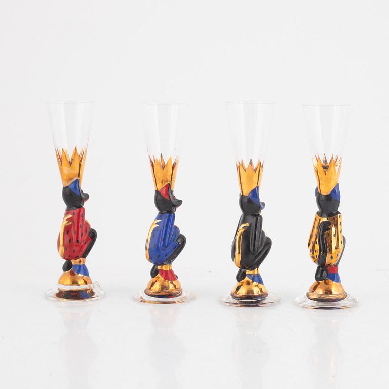 Gunnar Cyrén, snapsglas, fyra stycken, s.k. djävulsglas, 'Nobel', Orrefors.