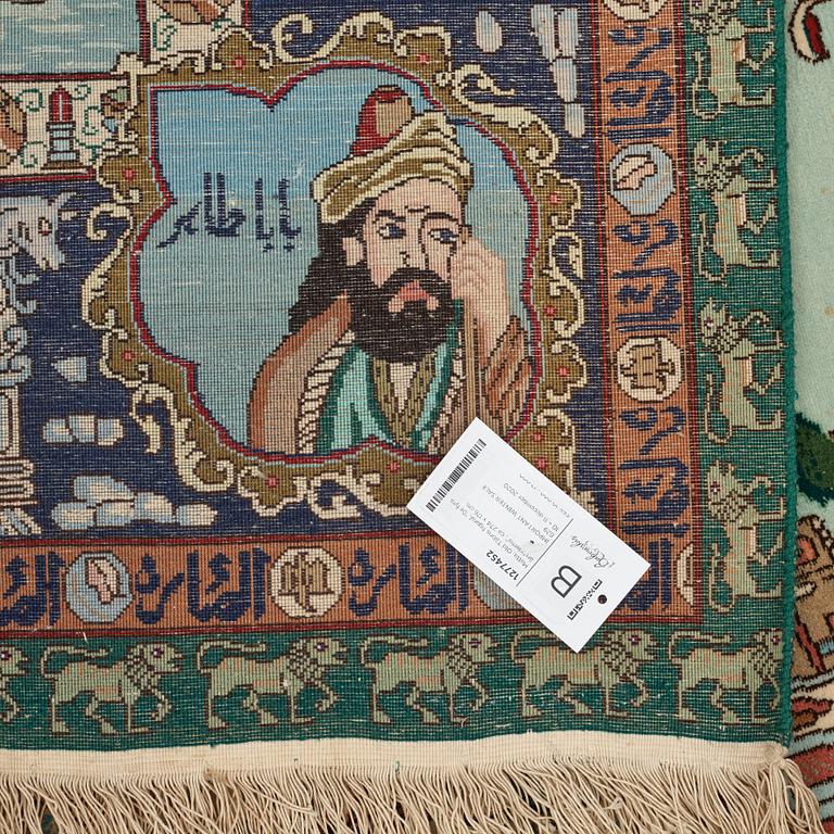 Matto, Old Tabriz figural, "The four seasons", ca 274 x 176 cm.