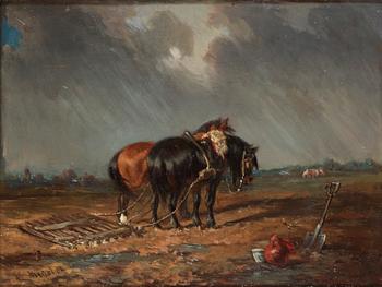 519. Carl Fredrik Kiörboe, Horses on the field.