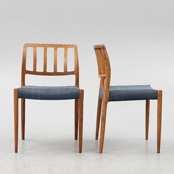 Niels Møller, three chairs, model 83, J.L. Møllers Møbelfabrik, Denmark, 1960's.