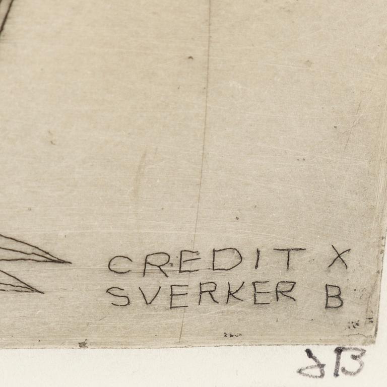 SVERKER BROSTRÖM, etching, signed SB.