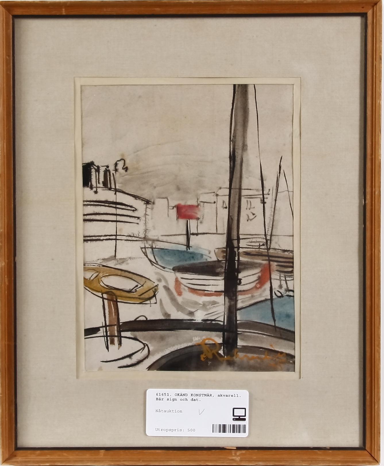 OKÄND KONSTNÄR, akvarell. Bär sign och dat.