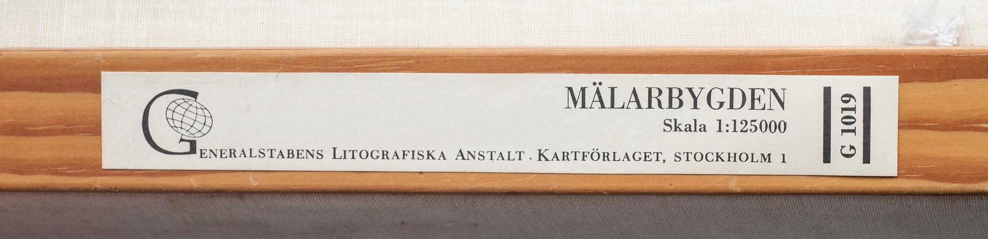 SKOLKARTA. Generalstabens Litografiska Anstalt. Mälarbygden.